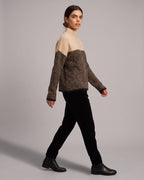 Women's Jumper Oversized Roll Neck with Herringbone Pattern and Colour Block – Beatrix Mae