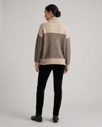 Women's Jumper Oversized Roll Neck with Herringbone Pattern and Colour Block – Beatrix Mae