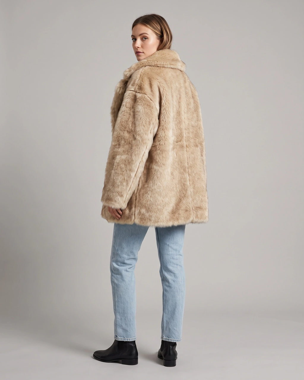 Women's Oversized Shaggy Faux Fur Coat with Notch Collar – Hattie Mae