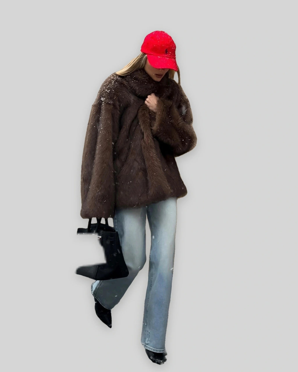 Women's Oversized Shaggy Faux Fur Coat with Notch Collar – Hattie Mae
