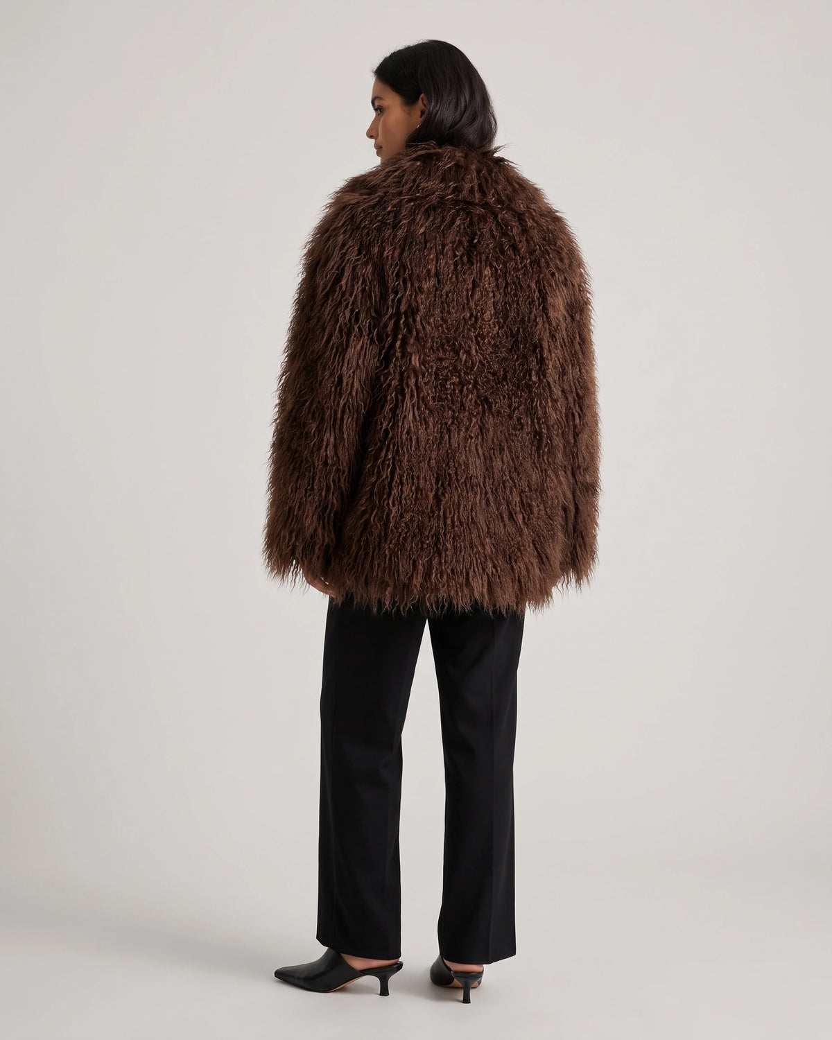 Women's Faux Fur Coat Jacket with Shaggy Collar and Long Sleeves, Oversized Fit – Violet Rose