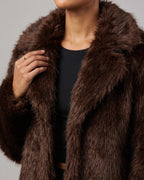 Women's Faux Fur Coat Jacket with Shaggy Collar and Long Sleeves, Oversized Fit – Violet Rose