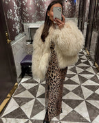 Women's Faux Fur Coat Jacket with Shaggy Collar and Long Sleeves, Oversized Fit – Violet Rose
