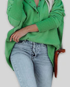 Women's Oversized Hoodie with Snap Placket and Ribbed Cuffs and Hem – Mabel Jane