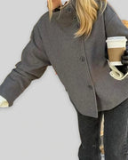 Women's Jackets for Women Oversized Stand Collar Wool-Blend Jacket with Button Front – Fleur Jane
