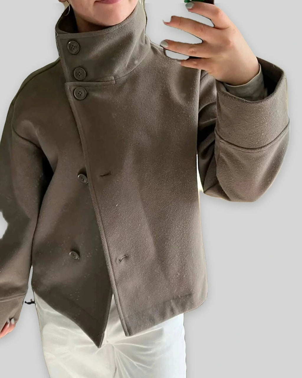 Women's Jackets for Women Oversized Stand Collar Wool-Blend Jacket with Button Front – Fleur Jane