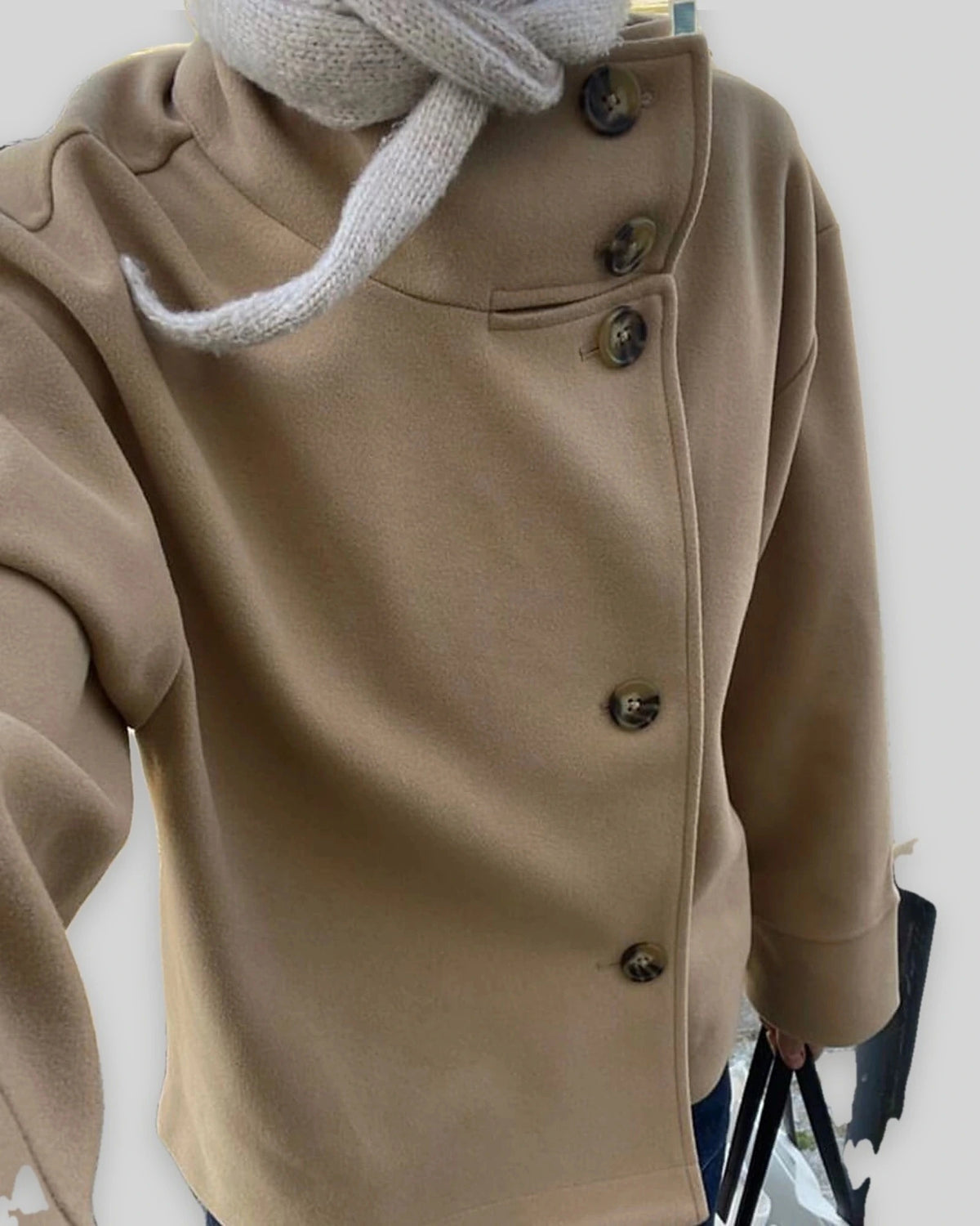 Women's Jackets for Women Oversized Stand Collar Wool-Blend Jacket with Button Front – Fleur Jane