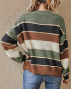 Women's Oversized Knit Jumper with Crew Neck in Striped Colour Block – Nell Jane