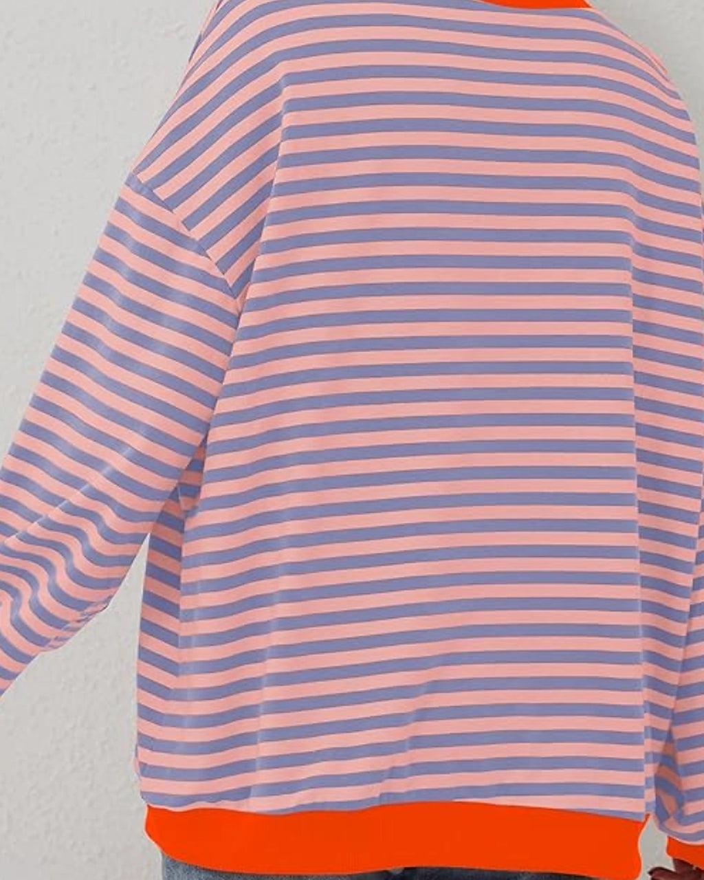 Women's Oversized Striped Sweatshirt with Contrast Trim and Drop Shoulders – Lark
