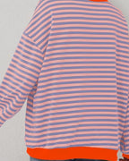 Women's Oversized Striped Sweatshirt with Contrast Trim and Drop Shoulders – Lark