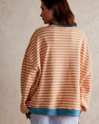 Women's Oversized Striped Sweatshirt with Contrast Trim and Drop Shoulders – Lark