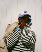 Women's Oversized Striped Sweatshirt with Contrast Trim and Drop Shoulders – Lark