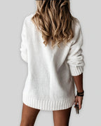 Women's Oversized V-Neck Knit Jumper with Ribbed Cuffs and Hem – Nell Belle