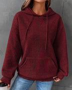 Women's Oversized Hoodie in Waffle Knit with Front Kangaroo Pocket – Mabel Belle