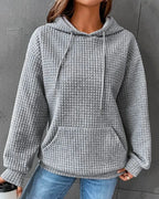 Women's Oversized Hoodie in Waffle Knit with Front Kangaroo Pocket – Mabel Belle