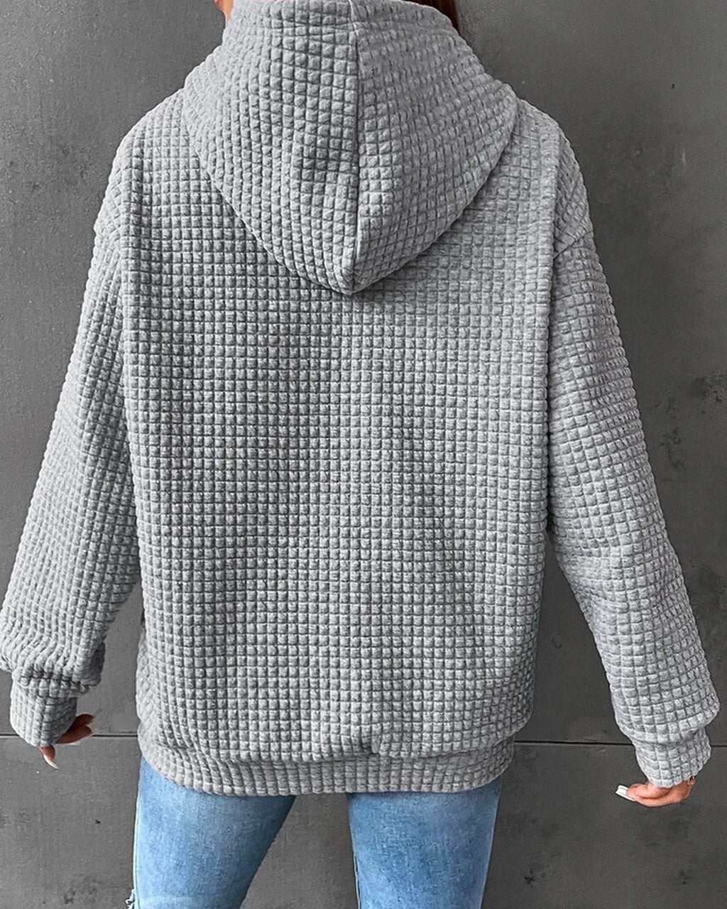 Women's Oversized Hoodie in Waffle Knit with Front Kangaroo Pocket – Mabel Belle