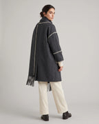 Women's Coat with Scarf Collar and Fringe Trim, Oversized Wool-Look Fit – Josie Belle