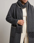Women's Coat with Scarf Collar and Fringe Trim, Oversized Wool-Look Fit – Josie Belle