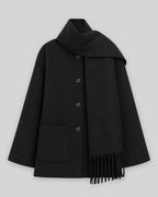Women's Coat with Scarf Collar and Fringe Trim, Oversized Wool-Look Fit – Josie Belle