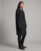 Women's Oversized Wool Coat Midi Length with Notched Lapel, Button Fastening, Wool Blend Oversized Coat – Emma