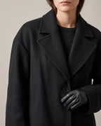 Women's Oversized Wool Coat Midi Length with Notched Lapel, Button Fastening, Wool Blend Oversized Coat – Emma