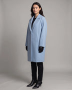 Women's Oversized Wool Coat Midi Length with Notched Lapel, Button Fastening, Wool Blend Oversized Coat – Emma