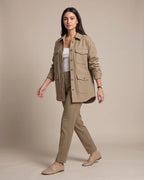 Women's Oversized Shacket in Wool-Look with Flap Chest Pockets – Dahlia