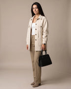 Women's Oversized Shacket in Wool-Look with Flap Chest Pockets – Dahlia