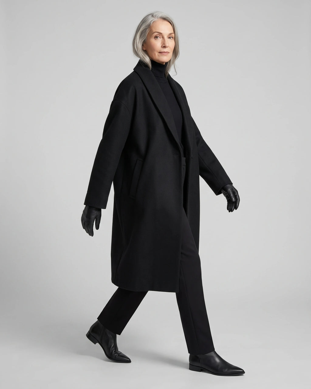 Women's Oversized Wool-Blend Winter Coat with Wide Collar – Fleur Belle