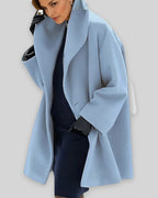 Women's Oversized Wool-Blend Winter Coat with Wide Collar – Fleur Belle