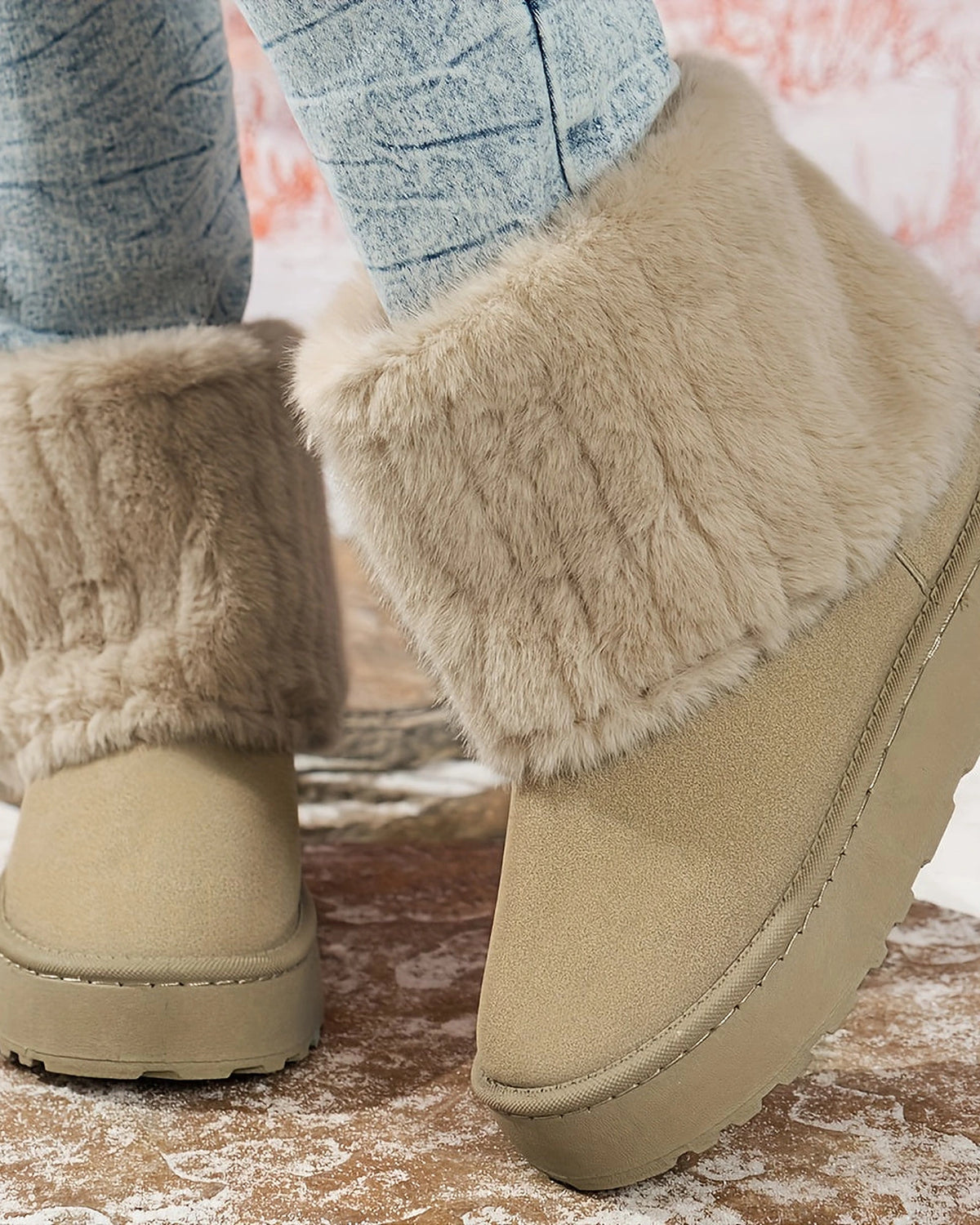 Women's Platform Fold-Over Snow Boots with Faux Fur Cuff – Gwen Belle