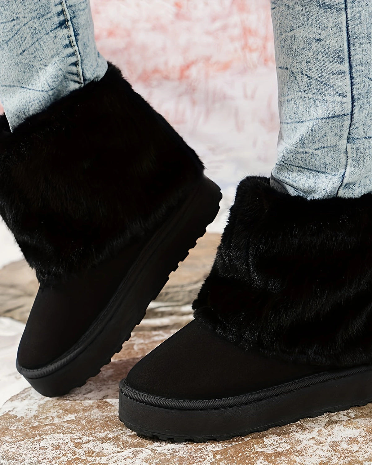 Women's Platform Fold-Over Snow Boots with Faux Fur Cuff – Gwen Belle