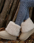 Women's Platform Fold-Over Snow Boots with Faux Fur Cuff – Gwen Belle
