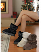 Women's Platform Snow Boots with Faux Fur Cuff and Buckle Strap – Gwen Lou
