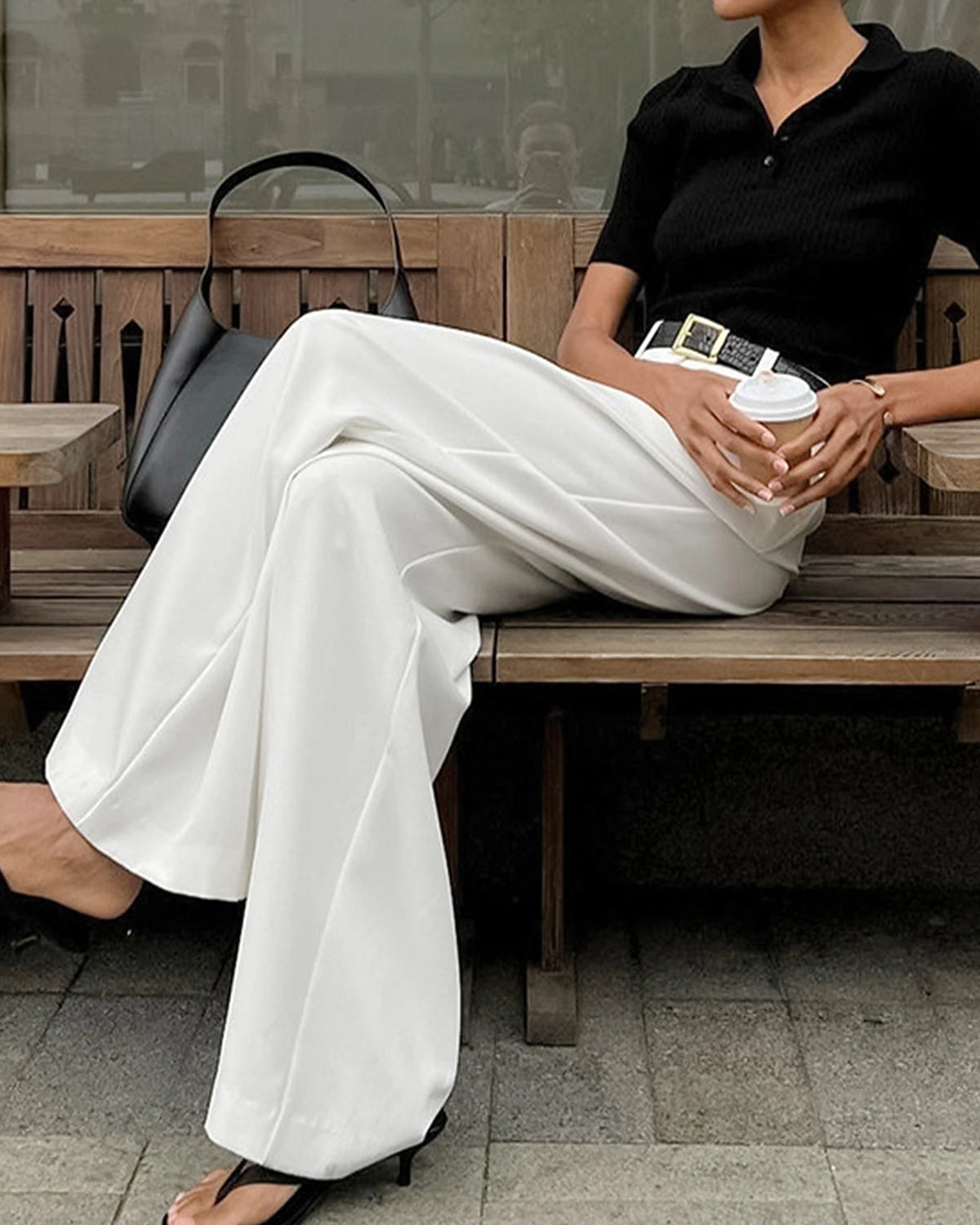 Women's Pleated Wide Leg Tailored Trousers with High-Rise Waist – Paloma Grey