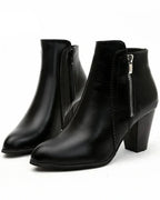 Women's Pointed Toe Block Heel Ankle Boots with Side Zip Fastening – Heidi Belle