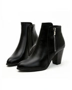 Women's Pointed Toe Block Heel Ankle Boots with Side Zip Fastening – Heidi Belle