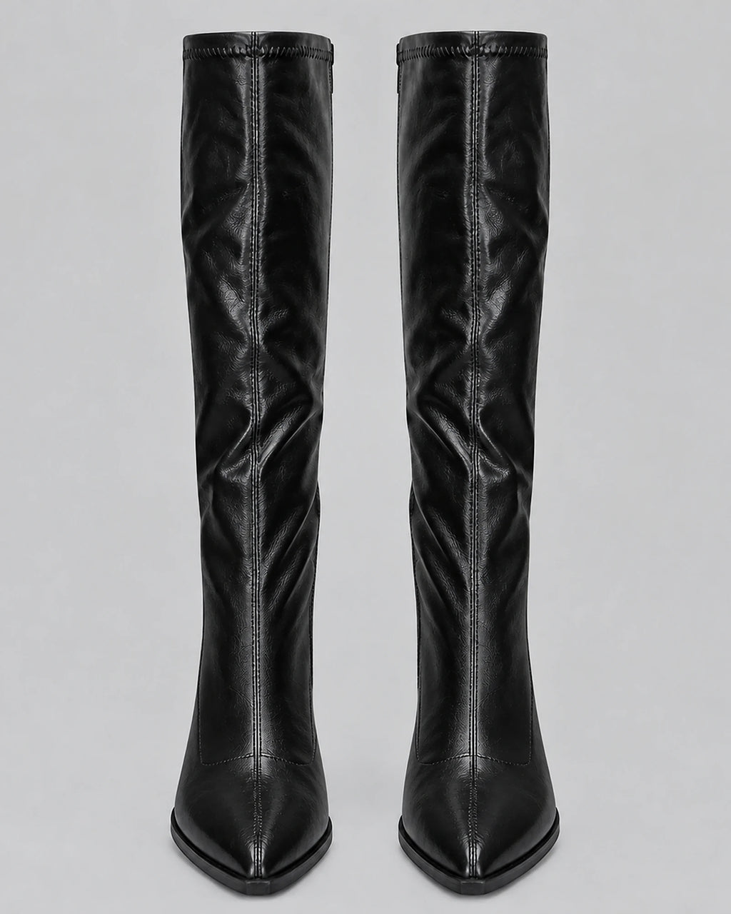 Women's Knee High Boots with a Pointed Toe and a Chunky Block Heel – Romy