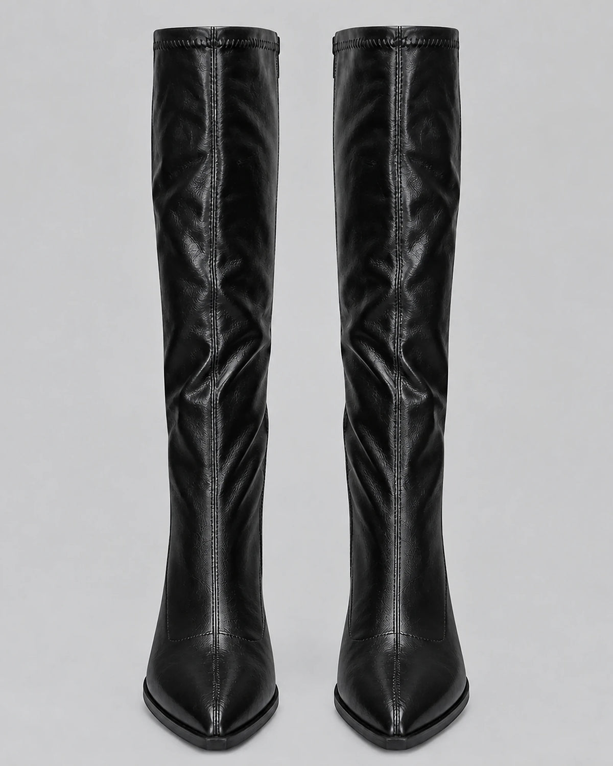Women's Knee High Boots with a Pointed Toe and a Chunky Block Heel – Romy