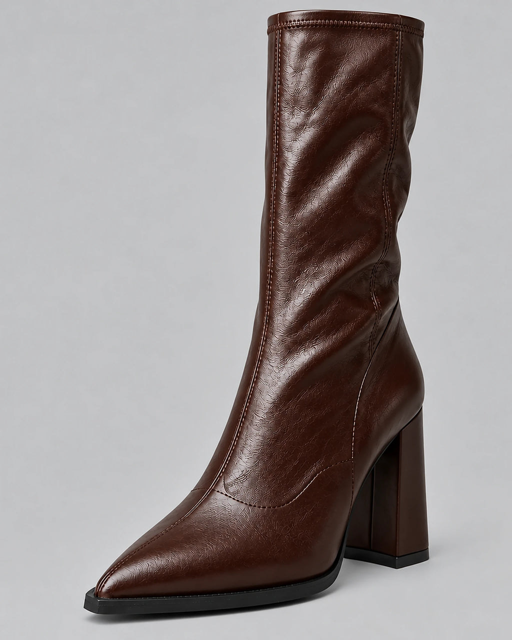 Women's Knee High Boots with a Pointed Toe and a Chunky Block Heel – Romy