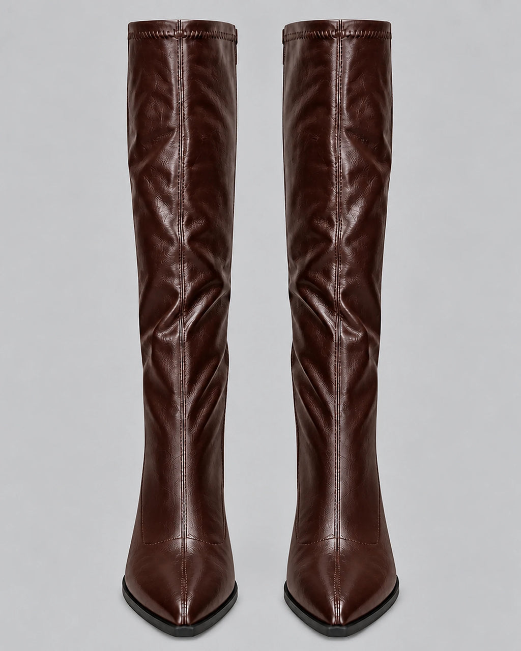 Women's Knee High Boots with a Pointed Toe and a Chunky Block Heel – Romy