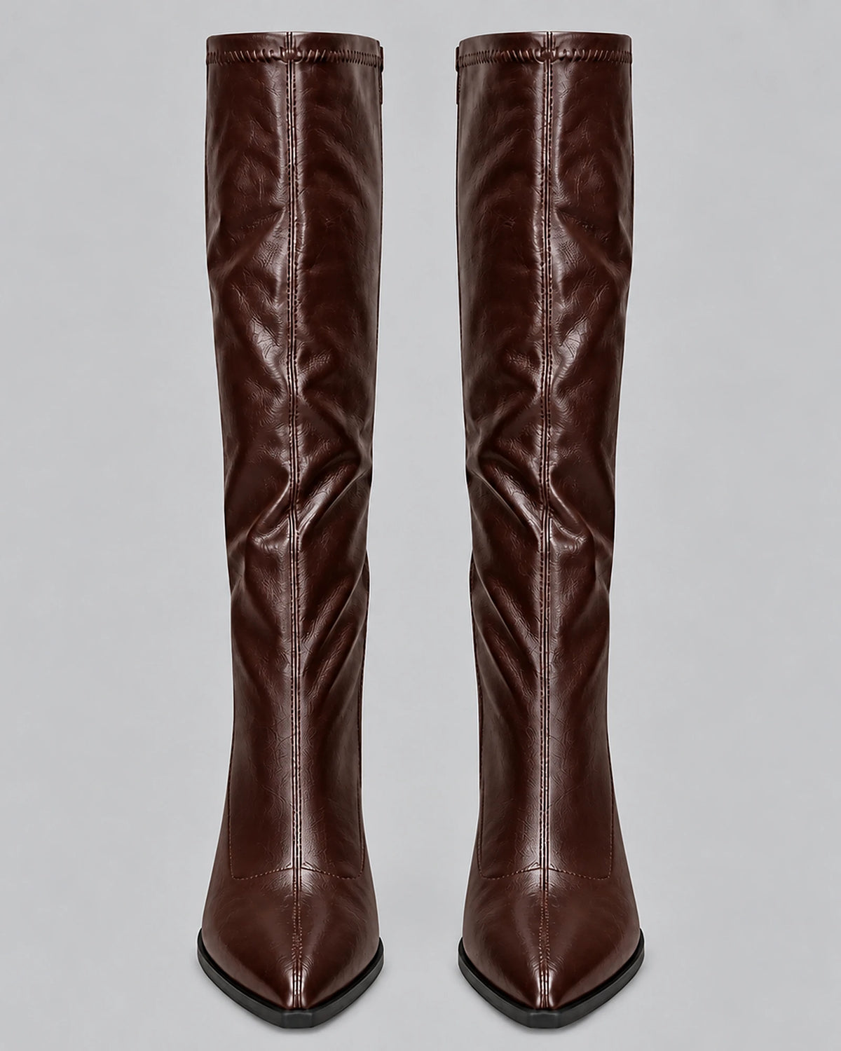 Women's Knee High Boots with a Pointed Toe and a Chunky Block Heel – Romy