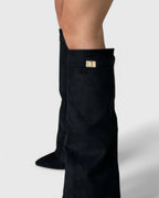 Women's Pointed Toe Knee-High Boots with Fold-Over Shark Lock Cuff – Bonnie Mae