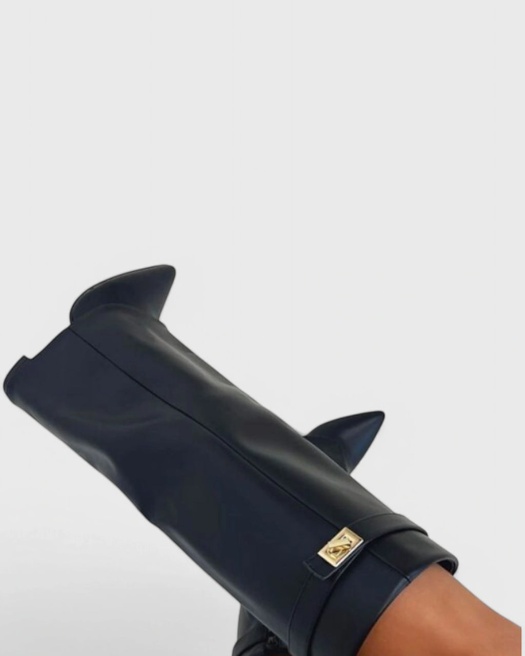 Women's Pointed Toe Knee-High Boots with Fold-Over Shark Lock Cuff – Bonnie Mae