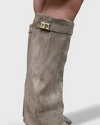 Women's Pointed Toe Knee-High Boots with Fold-Over Shark Lock Cuff – Bonnie Mae