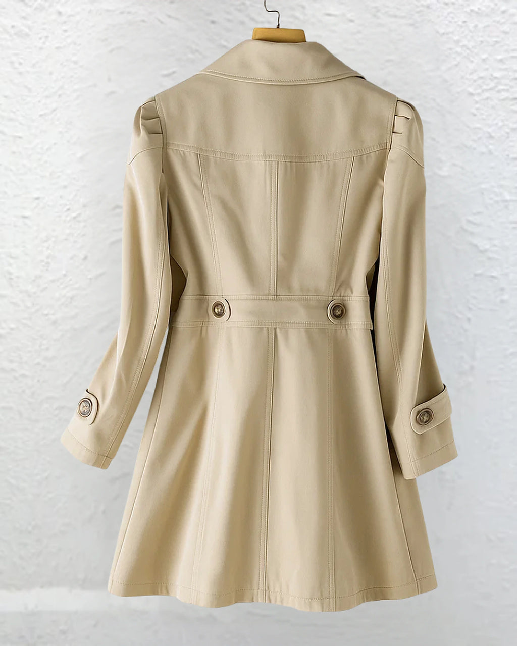 Women's Puff Sleeve Trench Coat with Notched Collar and Button Front – Jade Lou
