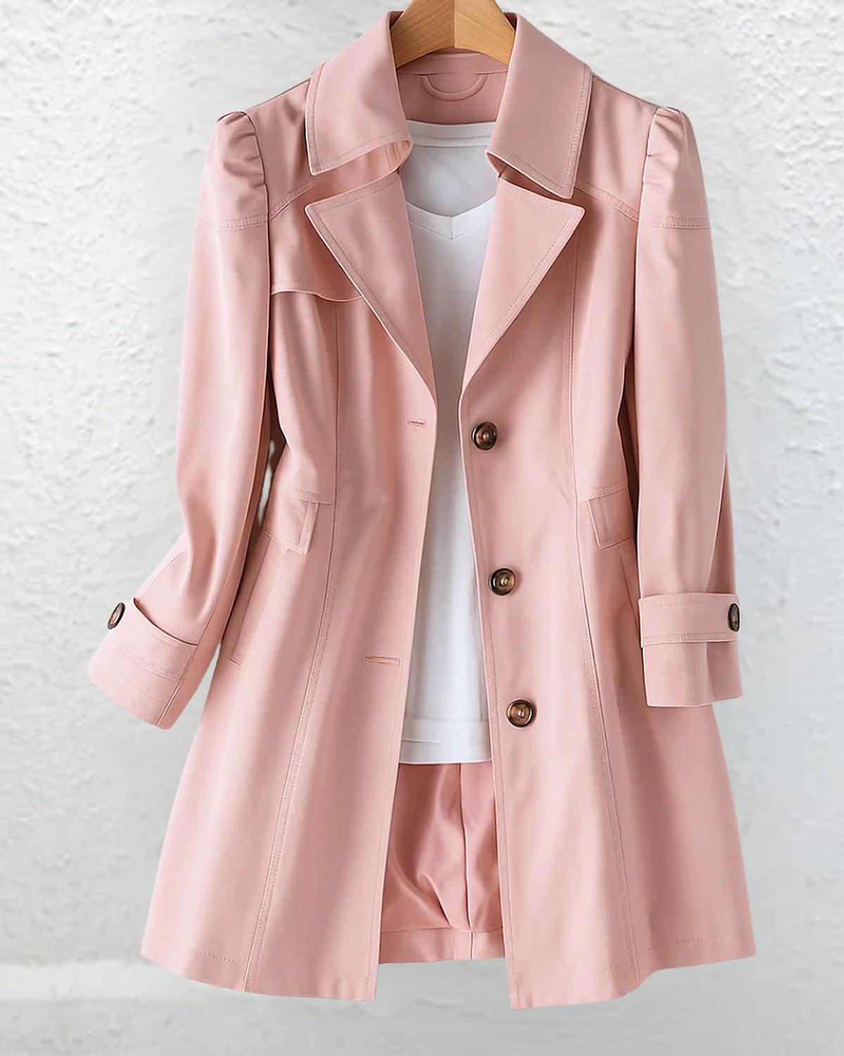 Women's Puff Sleeve Trench Coat with Notched Collar and Button Front – Jade Lou