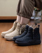 Women's Quilted Ankle Snow Boots with Faux Fur Collar and Side Zip Fastening – Nadia Jane