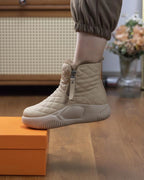 Women's Quilted Ankle Snow Boots with Faux Fur Collar and Side Zip Fastening – Nadia Jane