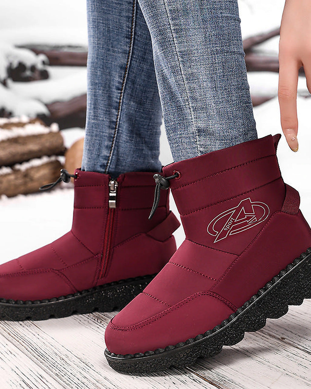 Women's Quilted Ankle Snow Boots with Side Zip and Toggle Collar – Nadia Rose
